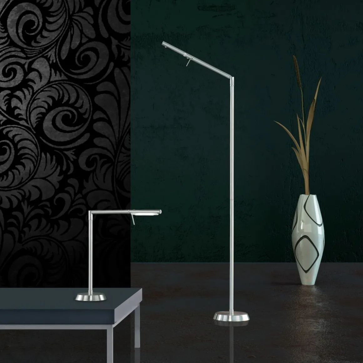 TRIO LED Stehleuchte Filigran Nickel