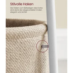 Vasagle Beistelltisch Weiß-Beige inkl. Korb