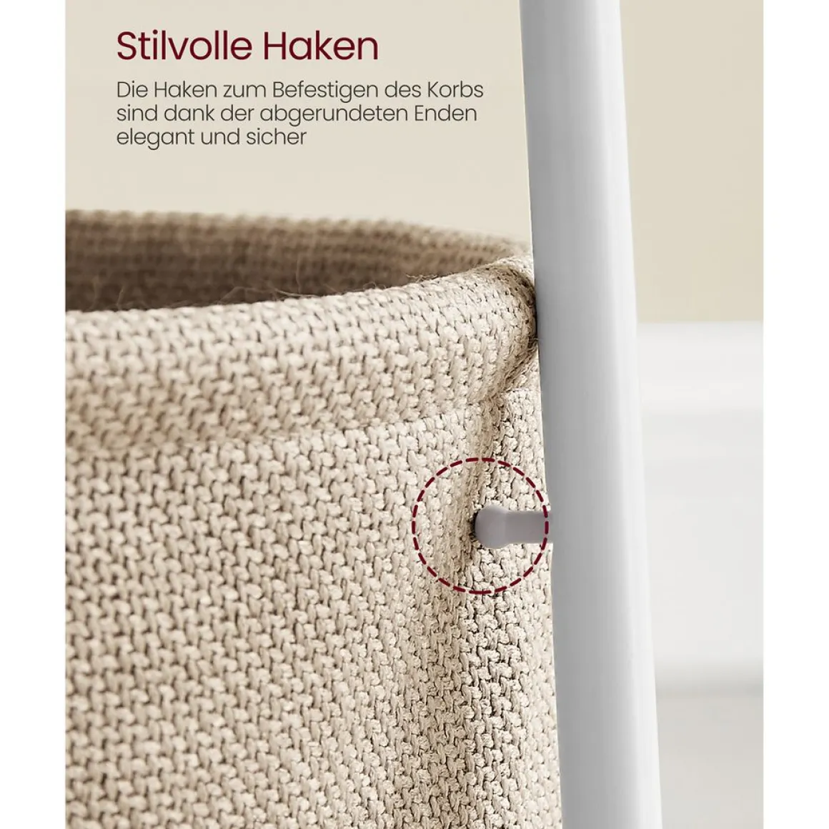 Vasagle Beistelltisch Weiß-Beige inkl. Korb