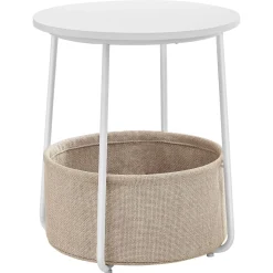 Vasagle Beistelltisch Weiß-Beige inkl. Korb
