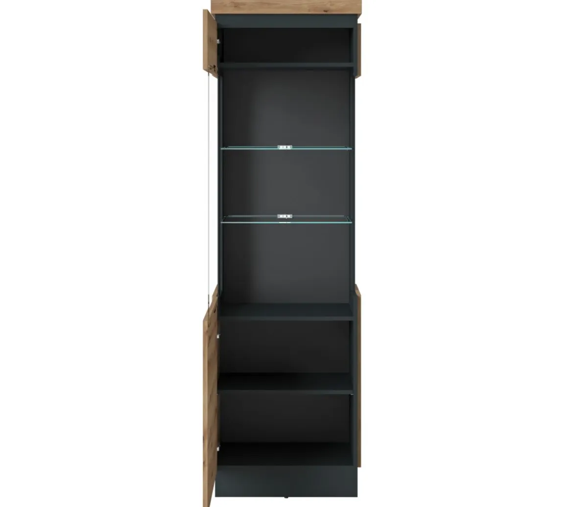 Vitrine Corte L Eiche Grau 60 x 201 cm