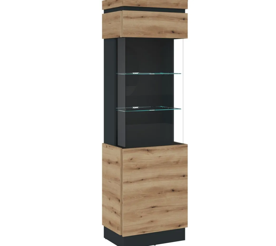 Vitrine Corte L Eiche Grau 60 x 201 cm