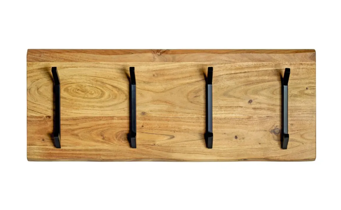 Wandgarderobe Rivera Akazie mit 4 Metallhaken