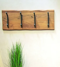 Wandgarderobe Rivera Akazie mit 4 Metallhaken