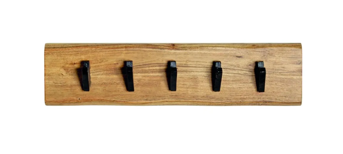 Wandgarderobe Rivera Akazie mit 5 Metallhaken
