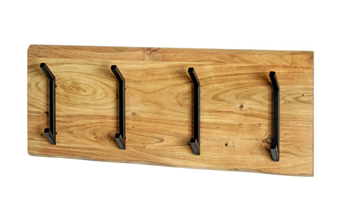 Wandgarderobe Rivera Akazie mit 6 Metallhaken