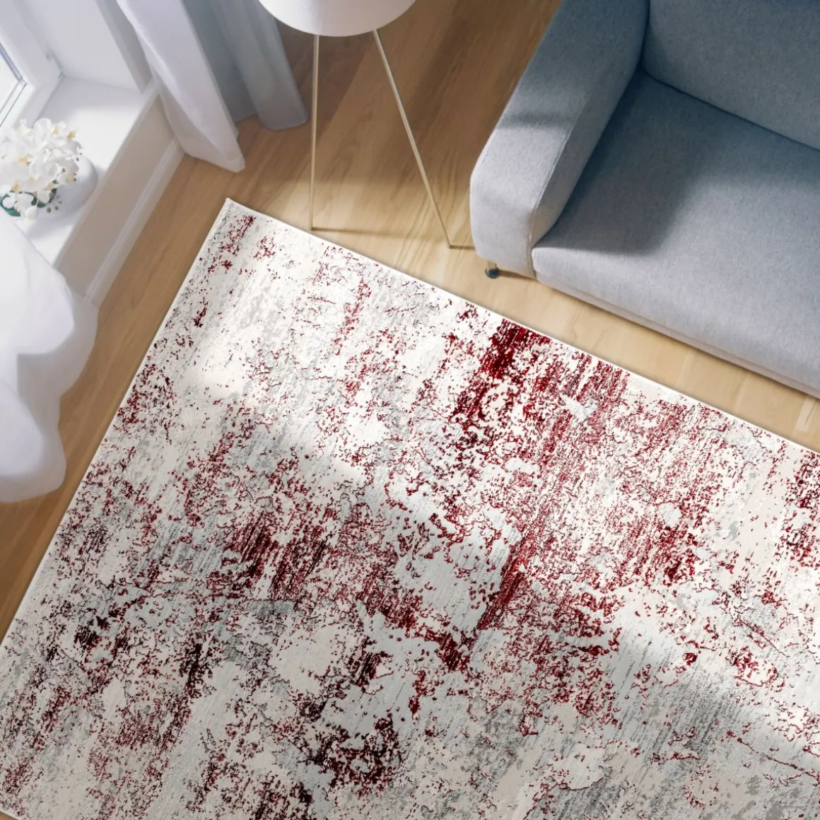 Webteppich Antea rot-creme Vintage 160 x 230 cm