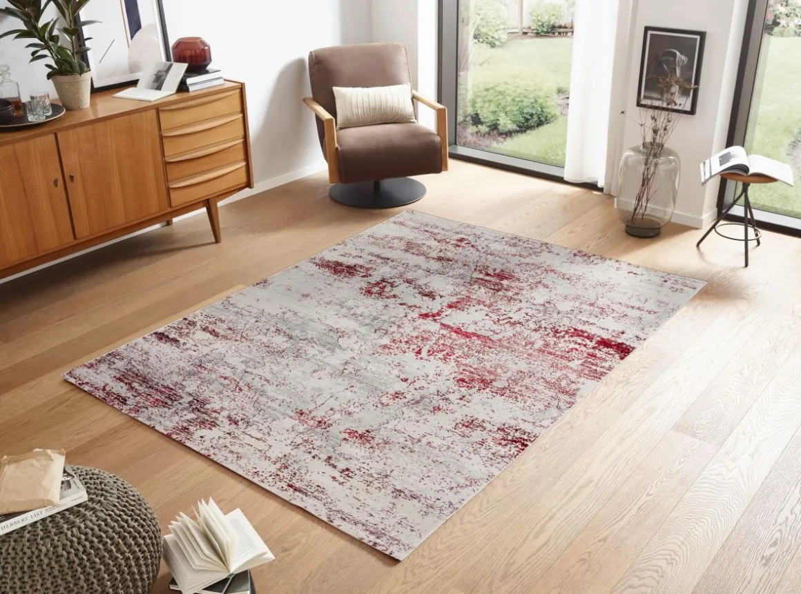 Webteppich Antea rot-creme Vintage 160 x 230 cm
