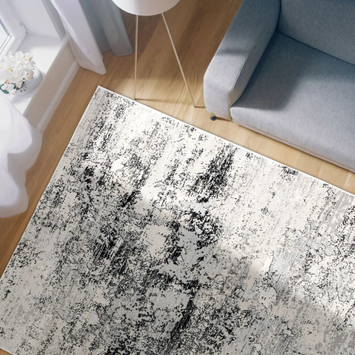 Webteppich Antea Schwarz-Beige 160 x 230 cm