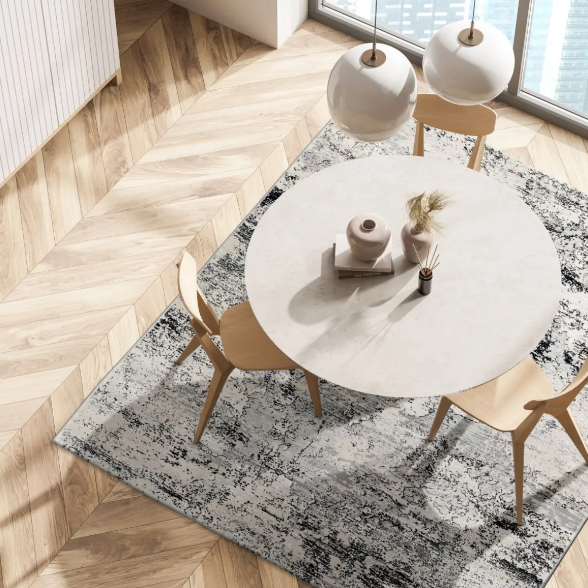 Webteppich Antea Schwarz-Beige 160 x 230 cm