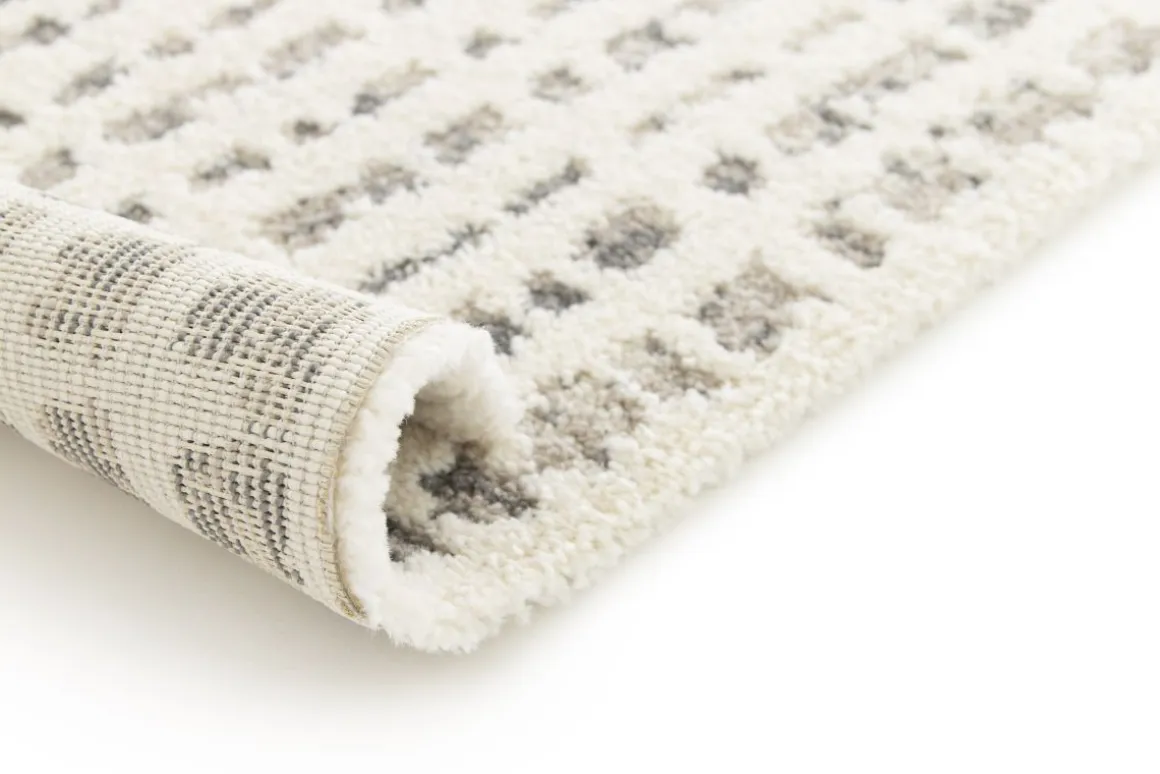 Webteppich Cocoon 3D Karo Design Weiß Grau 80 x 150 cm