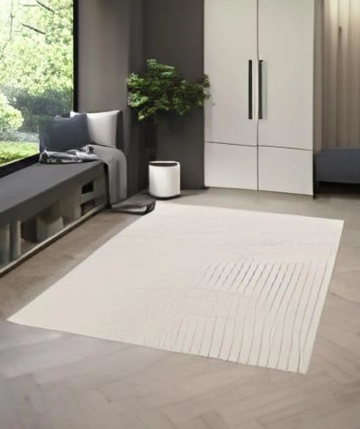 Webteppich Cocoon 3D Karo Design Weiß Grau 80 x 150 cm