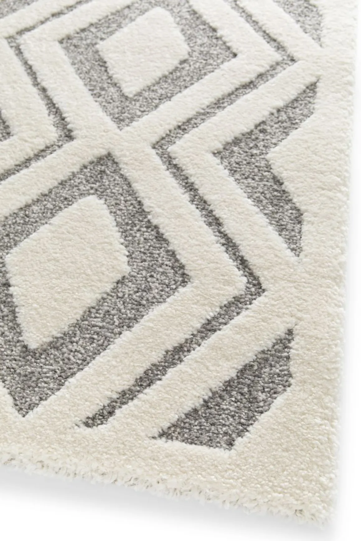 Webteppich Cocoon 3D Raute Design Braun Weiß 80 x 150 cm