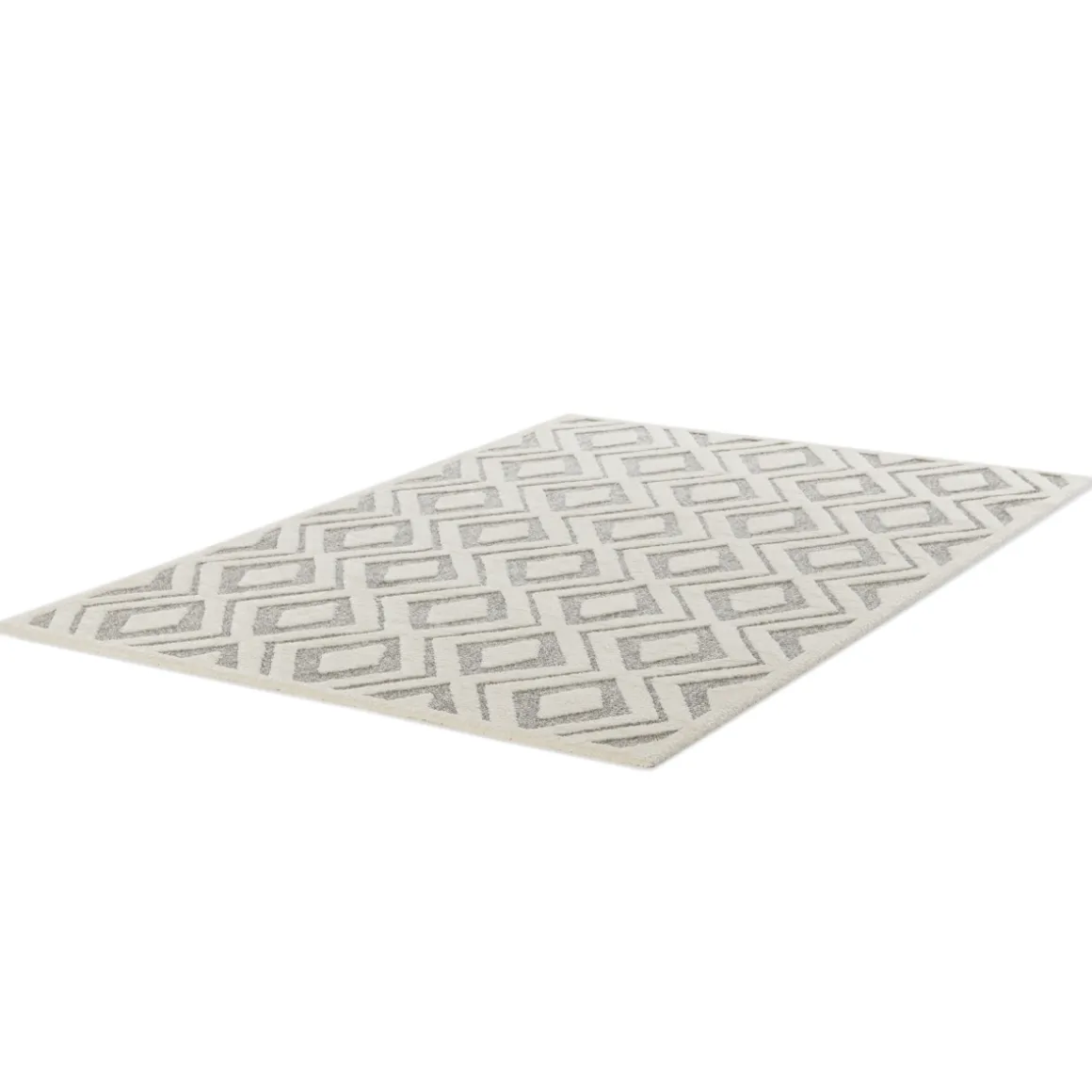 Webteppich Cocoon 3D Raute Design Braun Weiß 80 x 150 cm