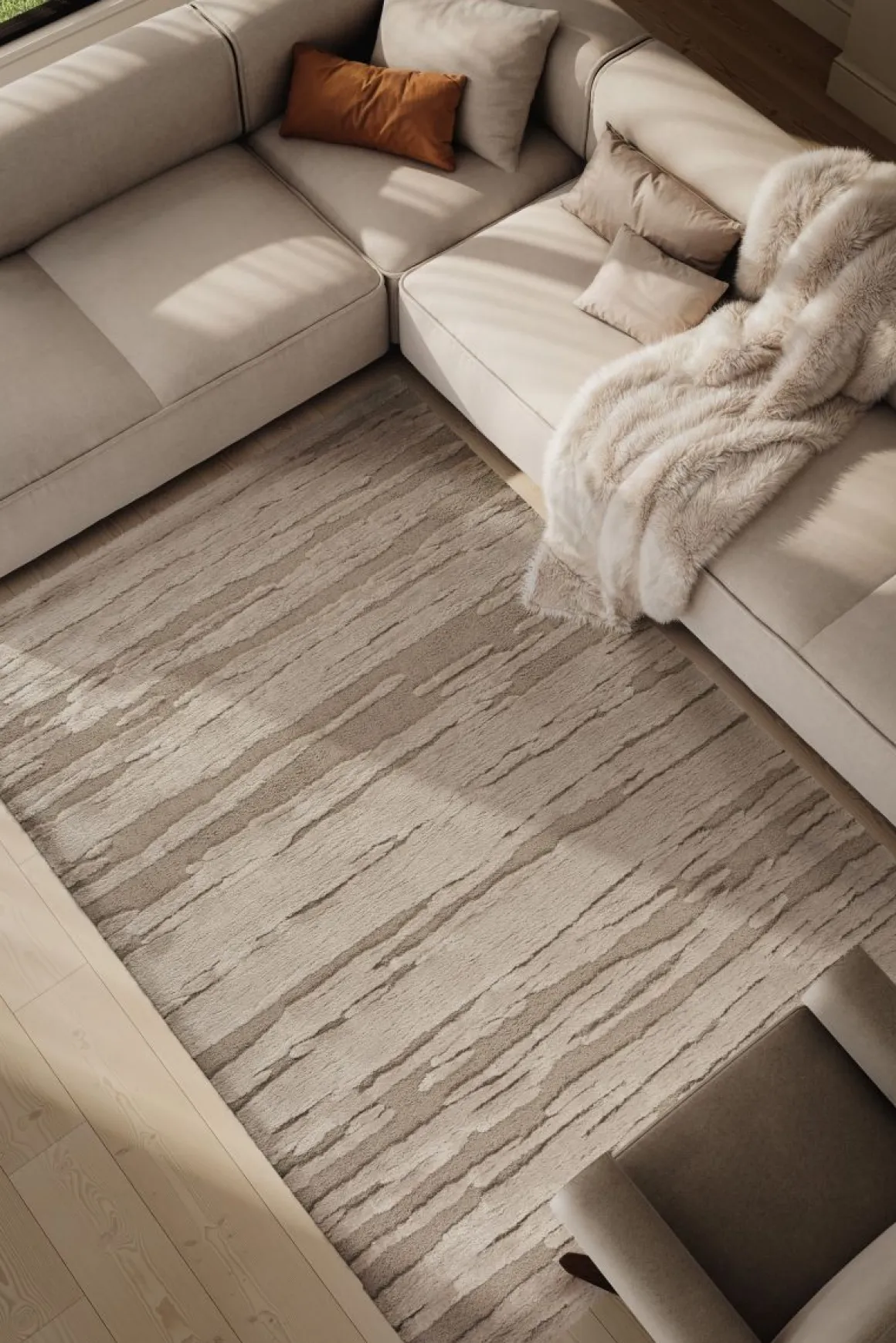 Webteppich Lizardit beige 80 x 150 cm
