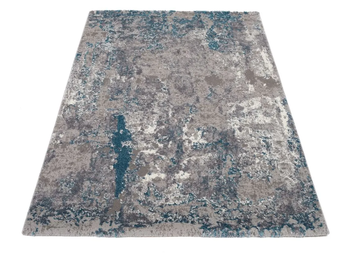 Webteppich Locri Grau-Petrol 200 x 200 cm