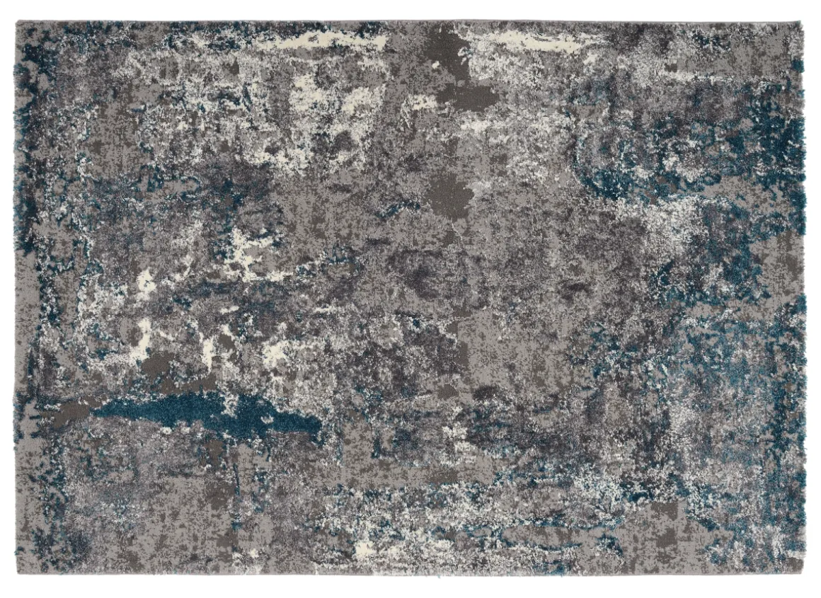 Webteppich Locri Grau-Petrol 200 x 200 cm