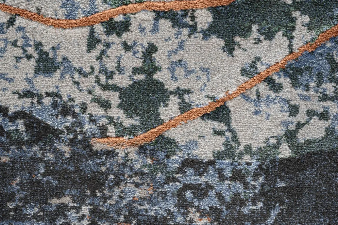 Webteppich Peridot blau-weiß-orange 120 x 170 cm