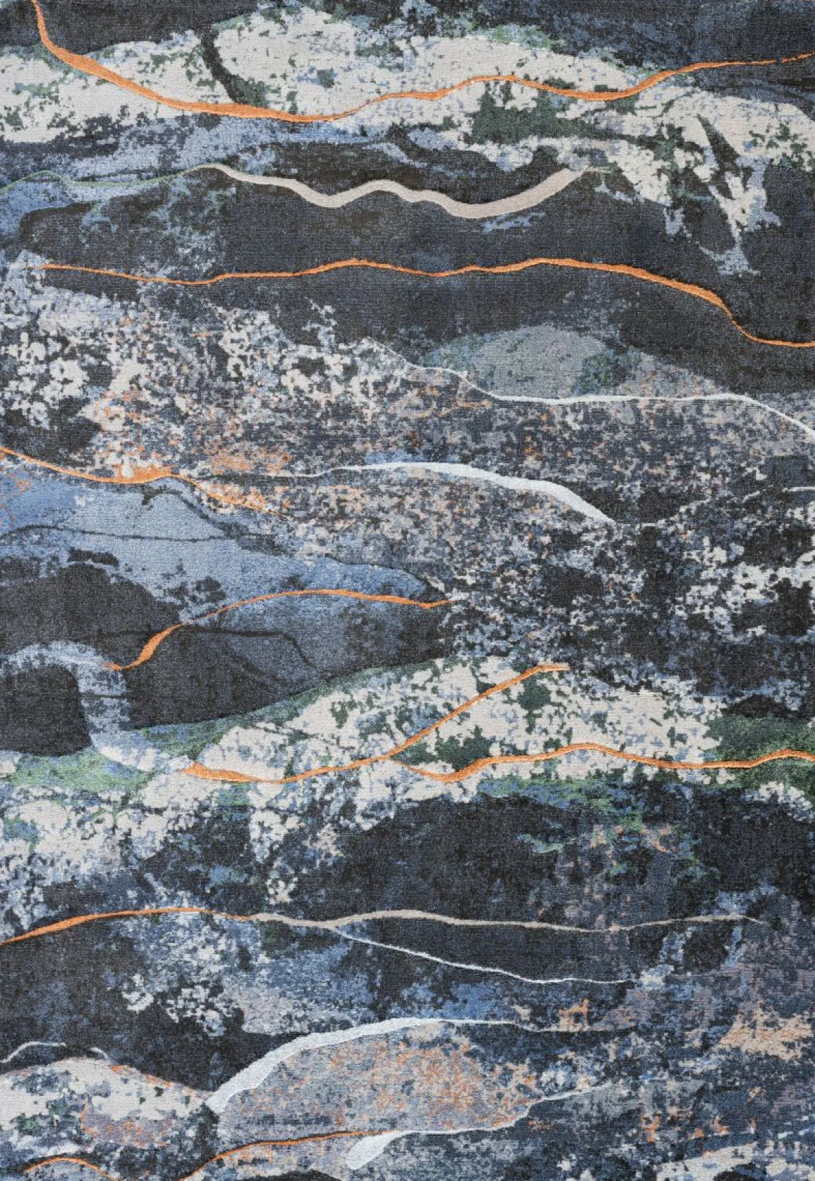 Webteppich Peridot blau-weiß-orange 120 x 170 cm