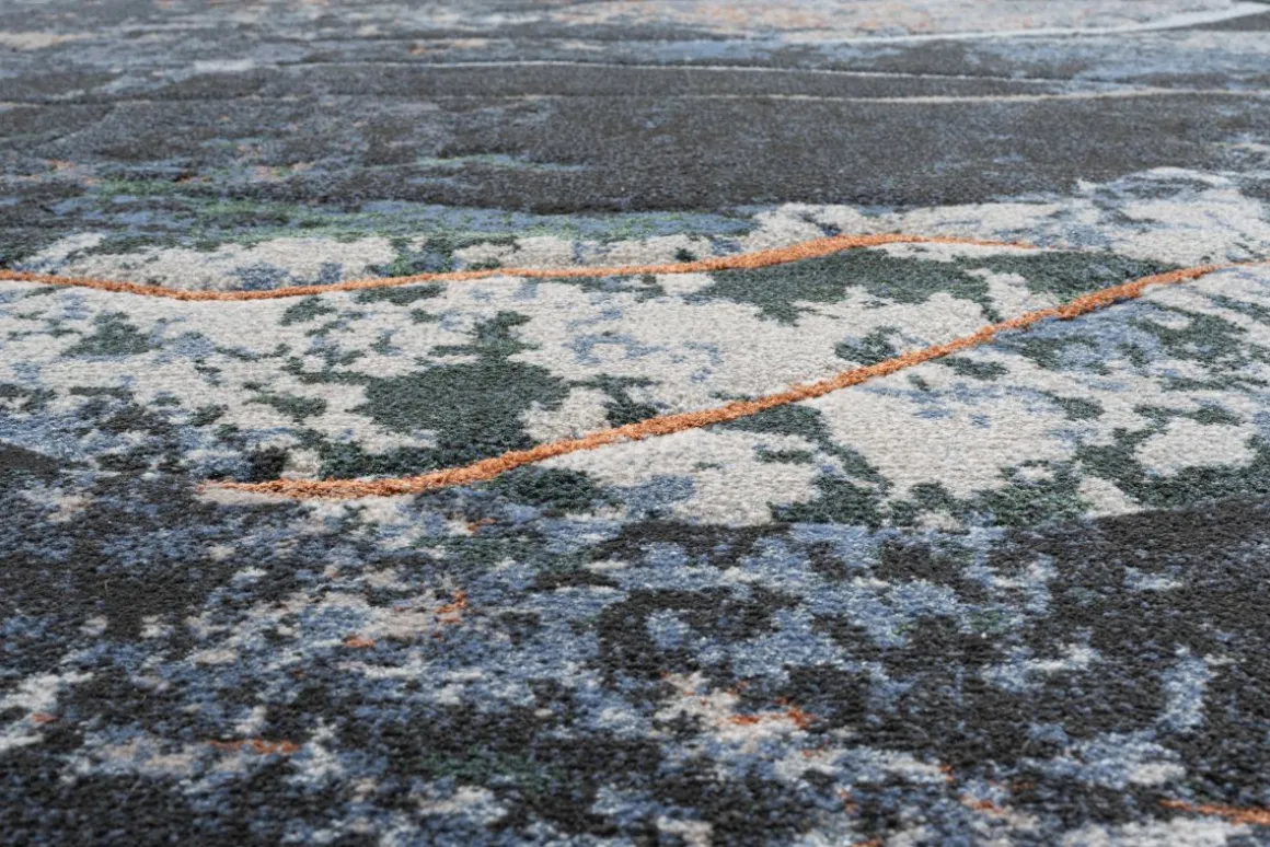 Webteppich Peridot blau-weiß-orange 120 x 170 cm