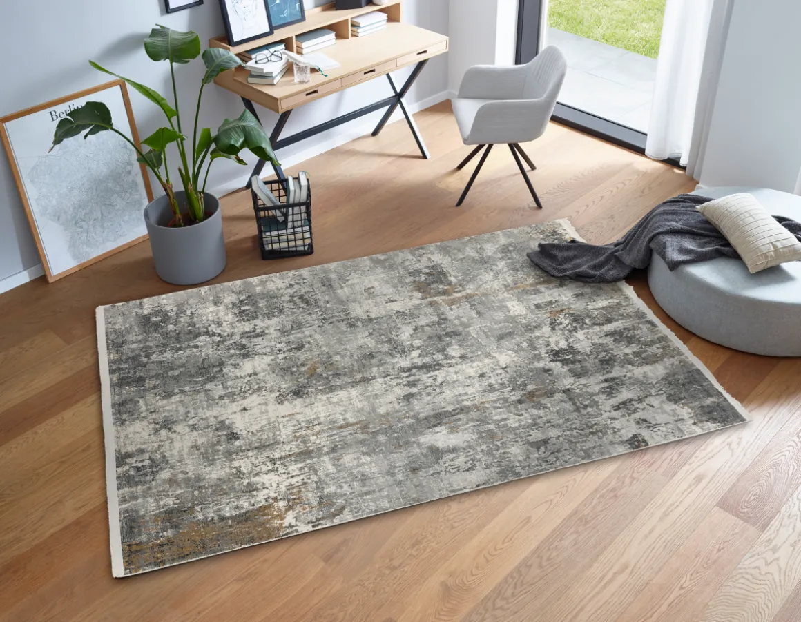Webteppich Positano Anthrazit-Creme 160 x 230 cm