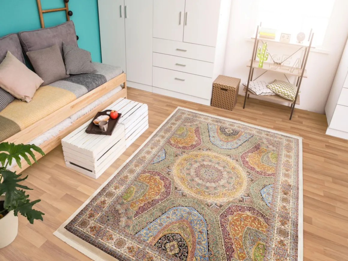 Webteppich Silk Line Ghom Mehrfarbig 80 x 150 cm
