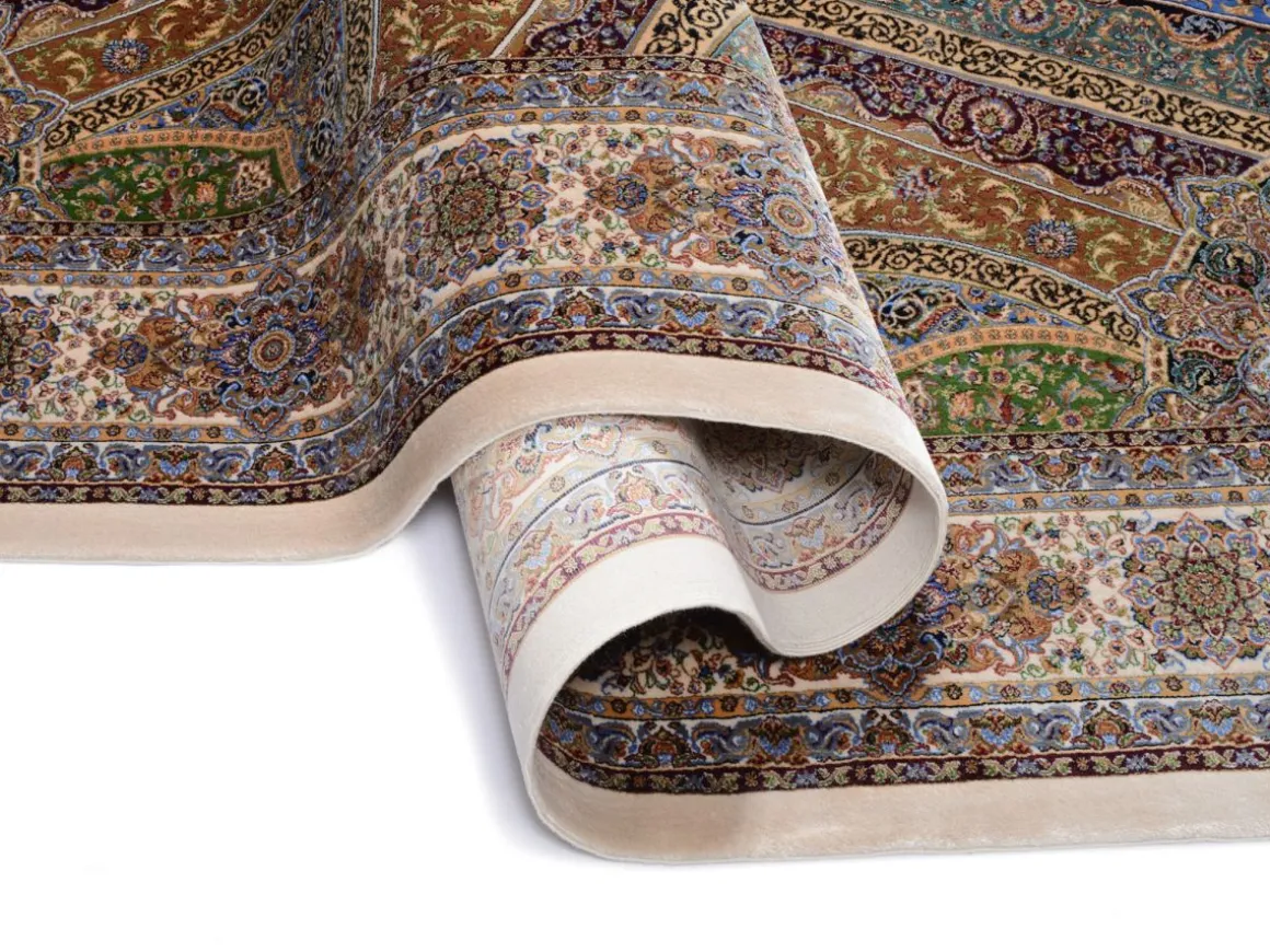 Webteppich Silk Line Ghom Mehrfarbig 80 x 150 cm