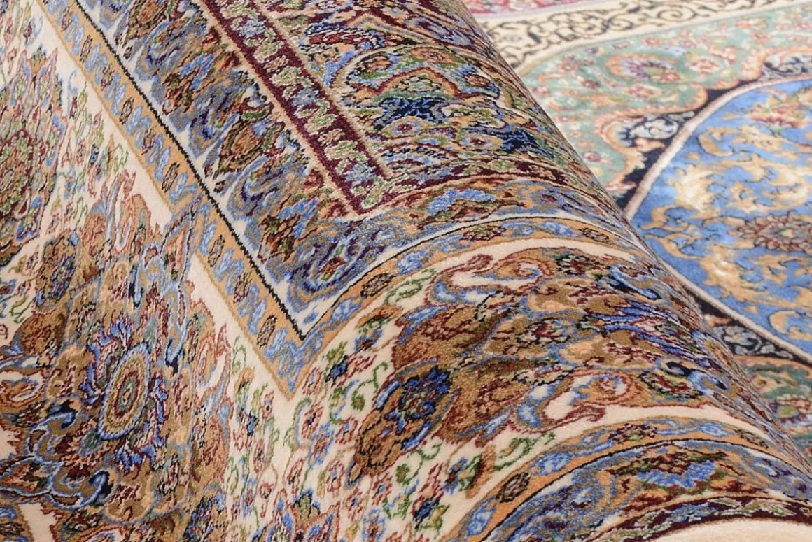 Webteppich Silk Line Ghom Mehrfarbig 80 x 150 cm