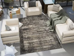 Webteppich Toprak Beige-Grau 116 x 180 cm