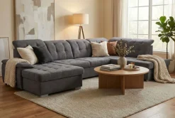 Wohnlandschaft Karina mit Funktionen Grau
