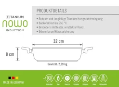 Woll Induction Guss-Kasserolle nowo Titanium Ø 32 cm