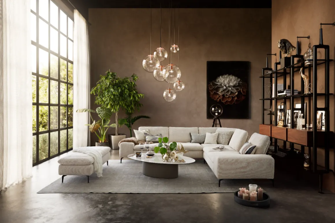 W.Schillig Ecksofa valentinoo Ivory mit Sitztiefenverstellung