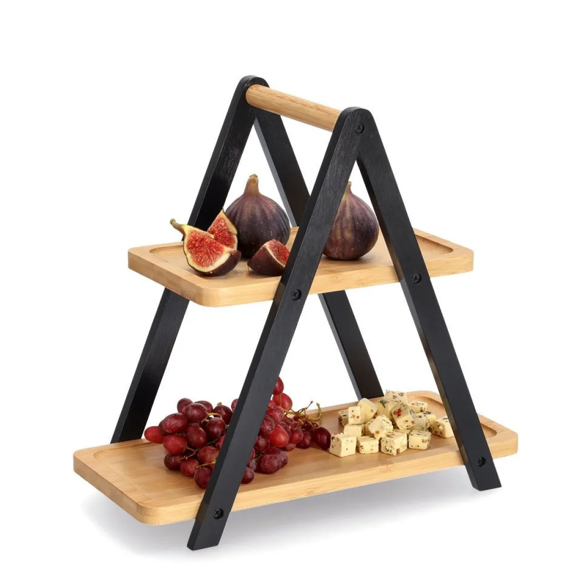 Zeller Etagere Bambus Schwarz